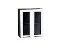 Шкаф верхний с 2-мя остекленными дверцами Глетчер (716х600х318) graphite/Айленд Силк