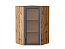 Шкаф верхний угловой остекленный Сканди (920х600х600) Дуб Вотан/Graphite Softwood