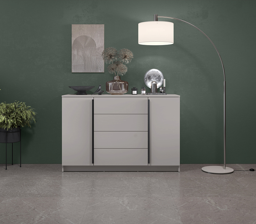 Модульная гостиная Брандо кашемир/ДВПО белый/фасады ЛДСП кашемир