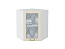 Шкаф верхний угловой остекленный Ницца (716х600х600) Белый/Дуб крем