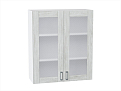 Шкаф верхний с 2-мя остекленными дверцами Лофт (920х800х320) Белый/nordic oak