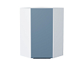 Шкаф верхний угловой Фьюжн (920х600х600) Белый/silky blue