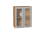 Шкаф верхний с 2-мя остекленными дверцами Ницца (716х600х318) Дуб Вотан/Графит