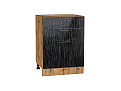 Шкаф нижний с 3-мя ящиками Валерия-М (816х600х480) Дуб Вотан/Черный металлик дождь