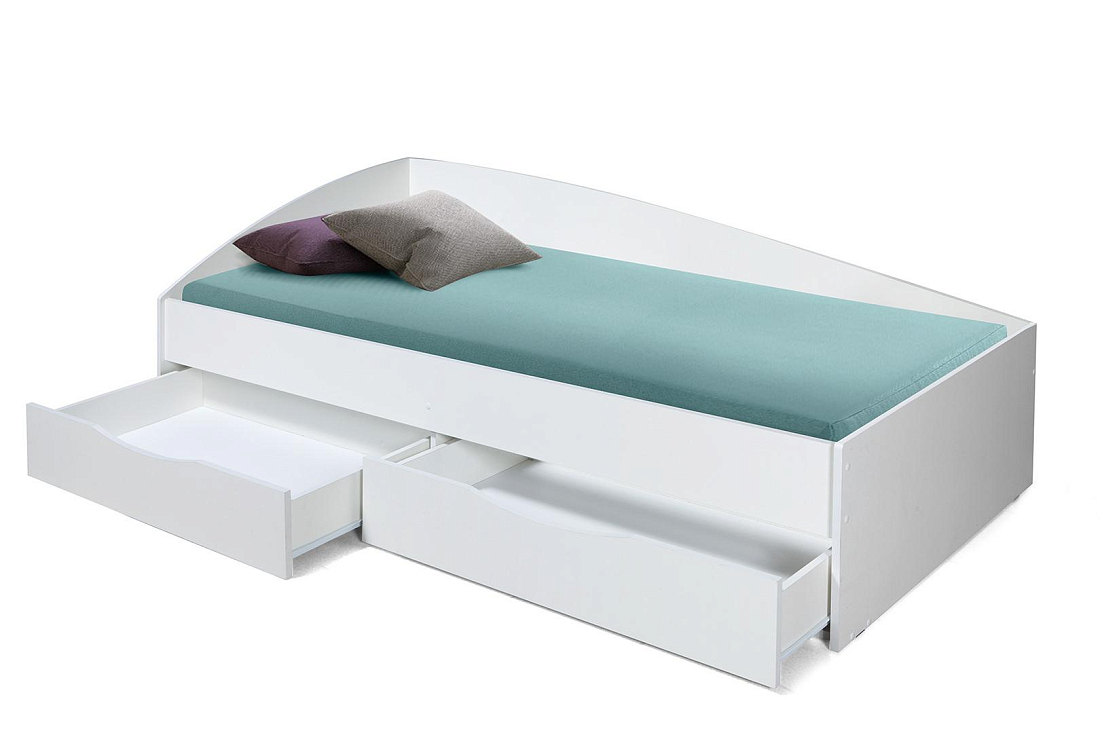 Кровать Фея - 3 (асимметричная) (2000х900) Белый