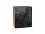 Шкаф верхний с 1-ой дверцей Валерия-М (716х600х318) Дуб Вотан/Черный металлик дождь
