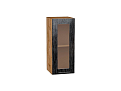 Шкаф верхний с 1-ой остекленной дверцей Валерия-М (716х300х318) Дуб Вотан/Черный металлик дождь