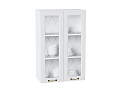 Шкаф верхний с 2-мя остекленными дверцами Ницца (920х600х318) Белый/Белый