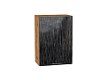 Шкаф верхний с 1-ой дверцей Валерия-М (716х500х318) Дуб Вотан/Черный металлик дождь