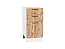 Шкаф нижний с 3-мя ящиками Флэт (816х400х478) Белый/Wotan Oak 2S
