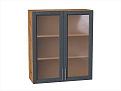 Шкаф верхний с 2-мя остекленными дверцами Сканди (920х800х320) Дуб Вотан/graphite softwood