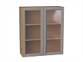 Шкаф верхний с 2-мя остекленными дверцами Сканди (920х800х320) Дуб Вотан/grey softwood