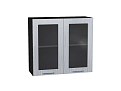 Шкаф верхний с 2-мя остекленными дверцами Валерия-М (716х800х318) graphite/Серый металлик дождь светлый