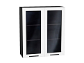 Шкаф верхний с 2-мя остекленными дверцами Глетчер (920х800х318) graphite/Айленд Силк