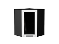 Шкаф верхний угловой остекленный Глетчер (716х600х600) graphite/Айленд Силк