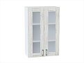 Шкаф верхний с 2-мя остекленными дверцами Лофт (920х600х320) Белый/nordic oak