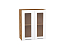 Шкаф верхний с 2-мя остекленными дверцами Валерия-М (716х600х318) Дуб Вотан/Белый глянец