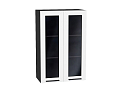 Шкаф верхний с 2-мя остекленными дверцами Глетчер (920х600х318) graphite/Айленд Силк