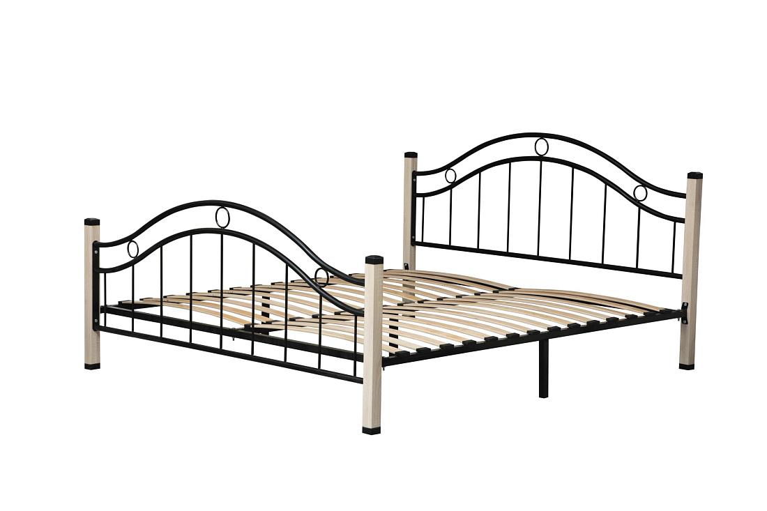 Кровать двухспальная Скарлетт (ш.1800) Металл черный / дуб сонома