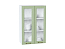 Шкаф верхний с 2-мя остекленными дверцами Ницца (920х600х318) Белый/Дуб оливковый