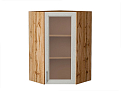 Шкаф верхний угловой остекленный Сканди (920х600х600) Дуб Вотан/cappuccino softwood