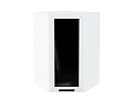 Шкаф верхний угловой остекленный Глетчер (920х600х600) Белый/Айленд Силк