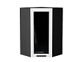 Шкаф верхний угловой остекленный Глетчер (920х600х600) graphite/Айленд Силк