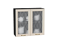 Шкаф верхний с 2-мя остекленными дверцами Ницца (716х800х318) graphite/Агат