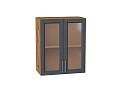 Шкаф верхний с 2-мя остекленными дверцами Сканди (716х600х320) Дуб Вотан/graphite softwood