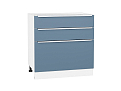 Шкаф нижний с 3-мя ящиками Фьюжн (816х800х480) Белый/silky blue