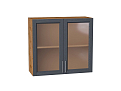 Шкаф верхний с 2-мя остекленными дверцами Сканди (716х800х320) Дуб Вотан/graphite softwood