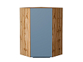 Шкаф верхний угловой Фьюжн (920х600х600) Дуб Вотан/silky blue