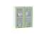 Шкаф верхний с 2-мя остекленными дверцами Ницца (716х600х318) Белый/Дуб оливковый