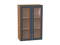 Шкаф верхний с 2-мя остекленными дверцами Сканди (920х600х320) Дуб Вотан/graphite softwood