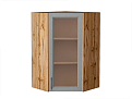 Шкаф верхний угловой остекленный Сканди (920х600х600) Дуб Вотан/grey softwood