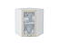Шкаф верхний угловой остекленный Ницца (716х600х600) Белый/Агат