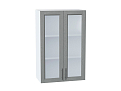 Шкаф верхний с 2-мя остекленными дверцами Сканди (920х600х320) Белый/grey softwood