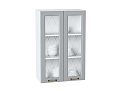 Шкаф верхний с 2-мя остекленными дверцами Ницца (920х600х318) Белый/Графит