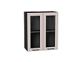 Шкаф верхний с 2-мя остекленными дверцами Барселона (716х600х324) graphite/Кашемир