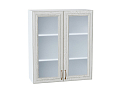Шкаф верхний с 2-мя остекленными дверцами Шале (920х800х302) Белый/white dreamline