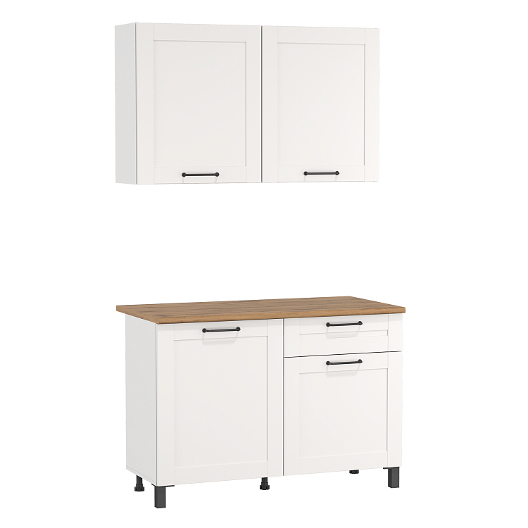 Шкаф Аризона (1200) белый/столешница дуб вотан/ДВПО белый/профиль ПВХ белый О