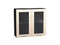 Шкаф верхний с 2-мя остекленными дверцами Валерия-М (716х800х318) graphite/Бежевый металлик