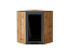 Шкаф верхний угловой остекленный Глетчер (716х600х600) Дуб Вотан/Маренго Силк